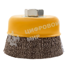 Щетка для УШМ Denzel 75 мм, М14, чашка, витая нержавеющая проволока 0,3 мм