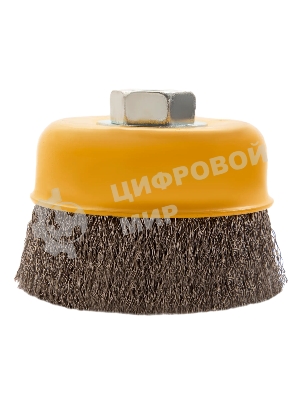 Щетка для УШМ Denzel 75 мм, М14, чашка, витая нержавеющая проволока 0,3 мм