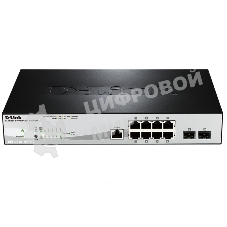 Коммутатор D-Link DGS-1210-10P/ME/A1A, 8×1 Гбит/с + 2×1 Гбит/с SFP, управляемый