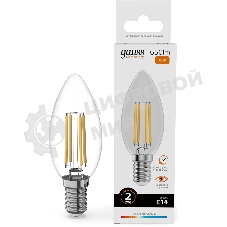 Лампа светодиодная филаментная Gauss Filament 10Вт цок.: E14 свеча св. свеч. бел. теп. (упак.: 10 шт)