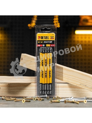 Набор бит Denzel PH2х127, сталь S2, круглый профиль, 5 шт.