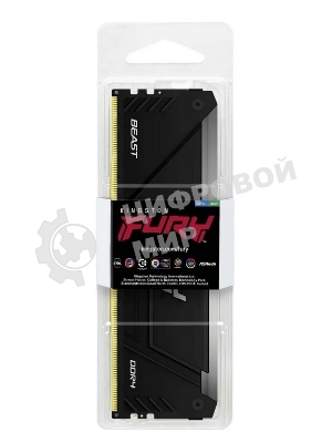 Оперативная память Kingston Fury Beast, DDR4, 8GB (1x8GB), 3600MHz, CL17, DIMM, с радиатором, RGB, черный