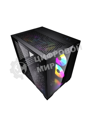 Компьютерный корпус Powercase Vision Micro, Black, Tempered Glass, 4х 120мм 5-color fan, черный, mATX (CVBM-L4)