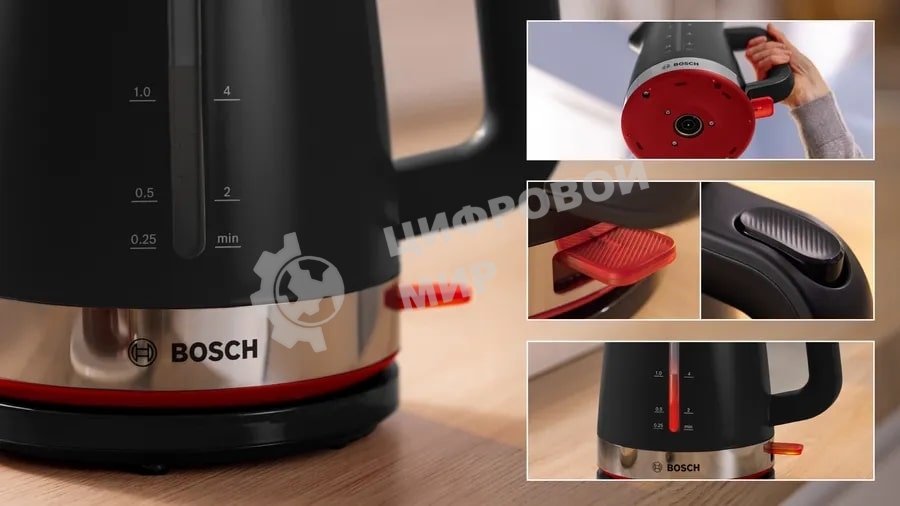 Чайник электрический Bosch TWK4M223 1.7 л, черный корпус: пластик