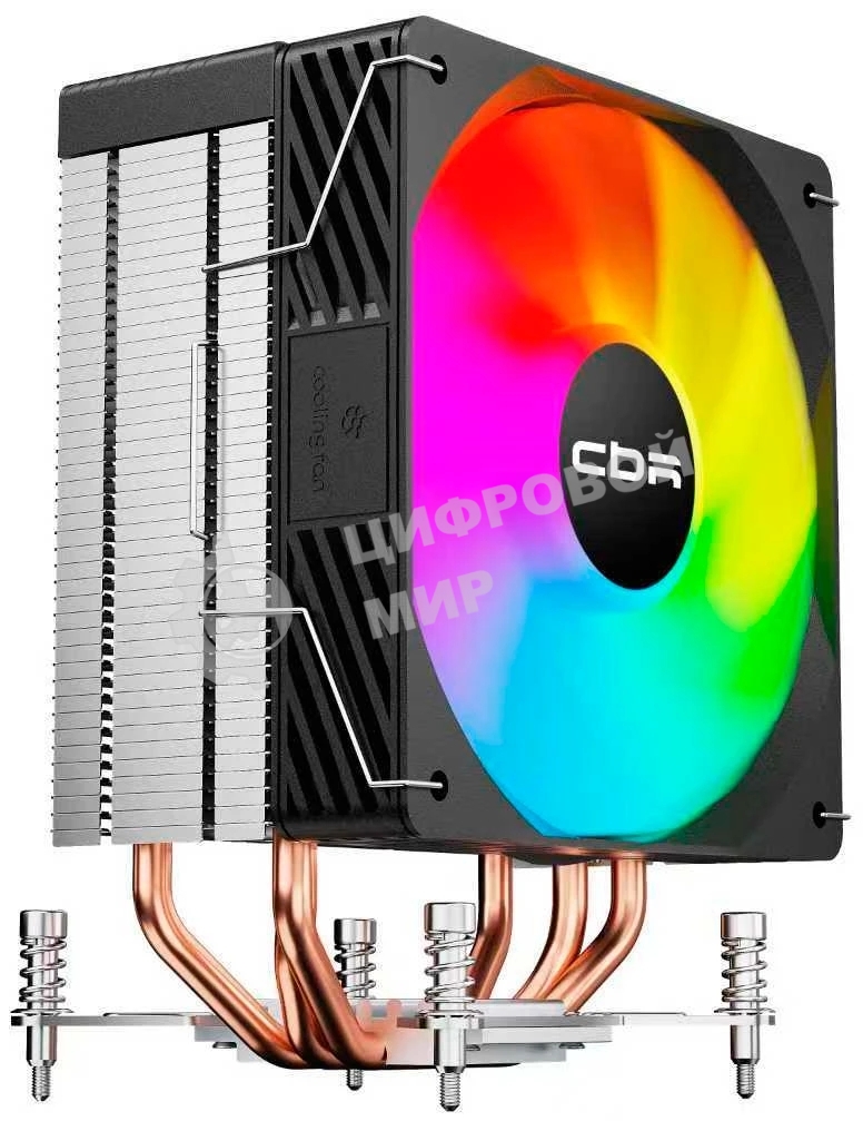 Кулер для процессора CBR CBR-CC-3190-RGB-PWM Al+Cu, 3 heat pipes, Socket 775/1366/1155/1156/1150/1151/1200/1700/AM2/АМ2+/АМ3/AM3+/FM1/FM2/AM4/AM5, TDP 190W, 120mm Fan, 2300RPM, HB, RGB, PWM, 36db