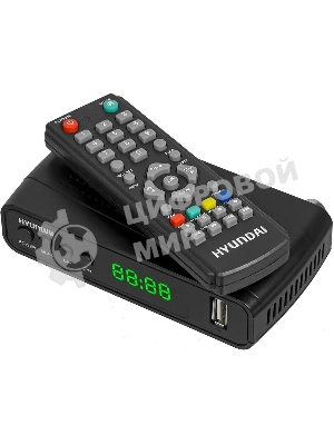 Приставка для цифрового ТВ Hyundai H-DVB520 черный, DVB-T2, DVB-T, DVB-C, HDMI, USB 2.0 х2