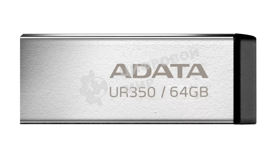 Флешка USB ADATA UR350 (UR350-64G-RSR/BK), 64Gb, USB 3.2, R/W 100/15, серебристый/черный