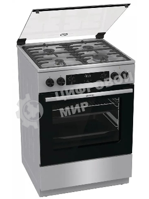 Плита комбинированная Gorenje GKS6C72XF серебристый, конфорок 4 газовых, духовка 71 л, 60 см x 85 см x 60 см