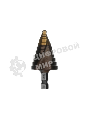 Сверло ступенчатое Denzel 9-12-15-18-21-24-27-30-33-36 мм, Р6М5К5, 6-гр. хвостовик 723615