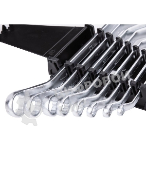 Набор накидных изогнутых гаечных ключей 8 шт Deli DL150008A Спецификация: 6x7мм, 8x9мм, 10x11мм, 12x13мм, 14x15мм, 16x17мм, 18x19мм, 20x22мм. Матовая хромированная поверхность. Пластиковая упаковка.