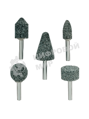 Набор шарошек Denzel абразивных для дрели (ПШМ), 63С, 5 шт.