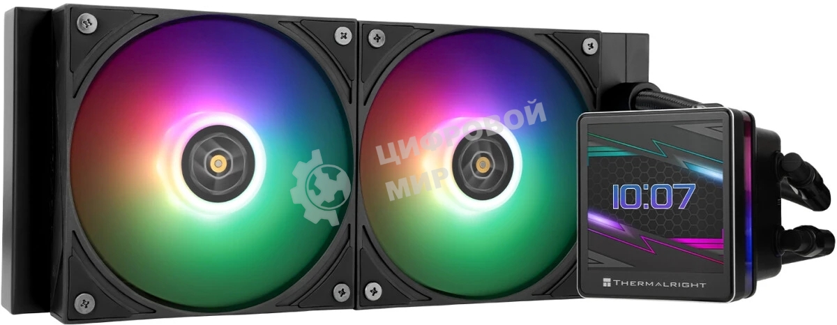 Водяное охлаждение для процессора Thermalright Grand Vision 240 (240mm, LED, Black, ARGB/Fans: 2x120mm, 80.45CFM, 29.4dBA, 2150RPM/Pump height 72.5mm, 6400RPM, Rad thickness 27mm/S: 1700, 1200, 1851, 115X, 2011, 2066, AM5, AM4)