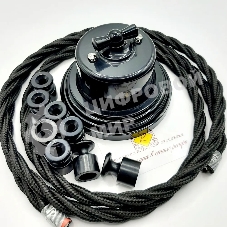 Выключатель проходной поворотный Bironi B1-201-23 1-кл. ОП Лизетта 10А IP20 ретро 4 полож. ABS-пластик черный