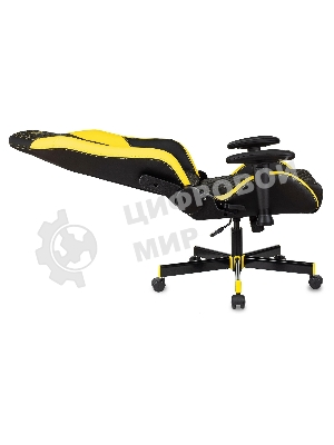 Кресло Knight Neon черный/желтый, экокожа, 120 кг, механизм качания