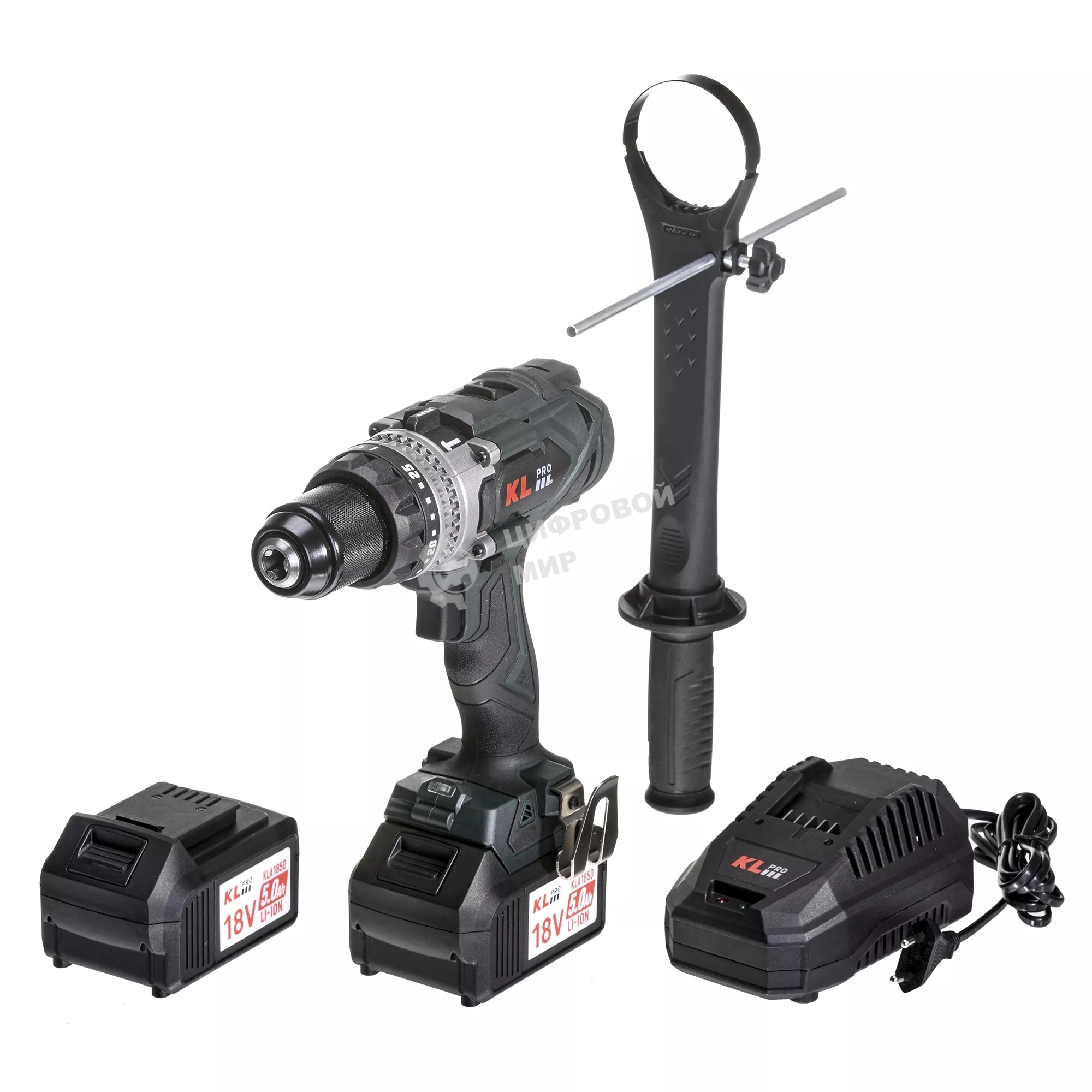 Профессиональный аккумуляторный бесщеточный ударный шуруповерт Klpro KLDM18BHX-50 (18В, Li-ion-2шт, 5.0А·ч, 150Нм, 2 скорости, подсветка, магнитная бита,З/У,в кейсе)