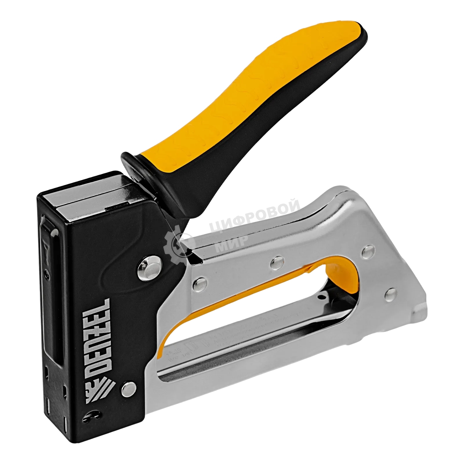 Степлер металлический Denzel скобы в комплекте, 2К рукоятка, тип 53, 6-10 мм