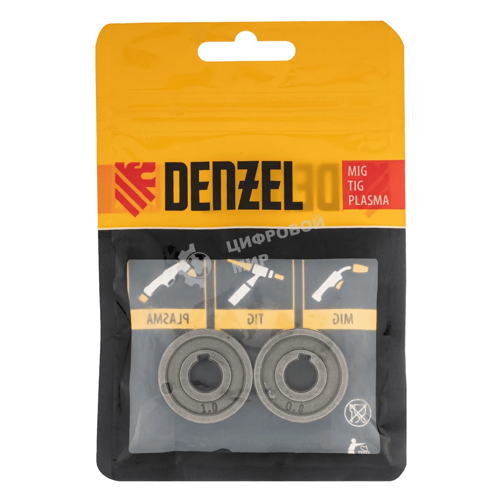 Подающий ролик Denzel V профиль под стальную проволоку 0,8-1 мм, 2 шт