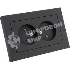 Розетка 2-м AtlasDesign без заземл. 16А в сборе карбон SchE ATN001020