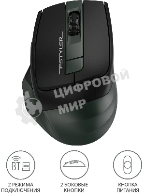 Мышь беспроводная A4Tech Fstyler FB35 зеленый/черный, 2000 dpi, радиоканал, Bluetooth, USB, кнопки - 6