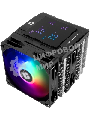 Кулер для процессора Thermalright Peerless Assassin 120 Digital Black ARGB (4-pin PWM, LED temp., 162mm, Ni/Cu, 6x6mm, ARGB, 2x120mm, 88.89CFM, 25.6dBA, 1850RPM, S: 1851, 1700, 1200, 115X, AM5, AM4, black)