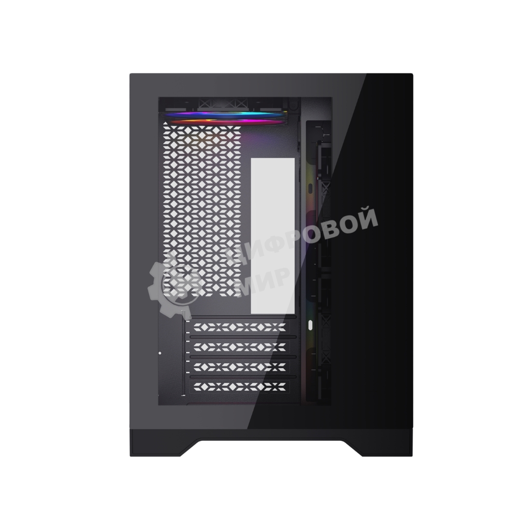 Компьютерный корпус Powercase Vision Micro, Black, Tempered Glass, 4х 120мм 5-color fan, черный, mATX (CVBM-L4)