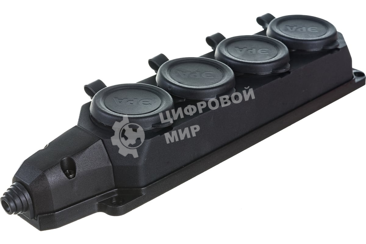 Колодка каучуковая ЭРА 4-м с заземл. 16А IP44 черный