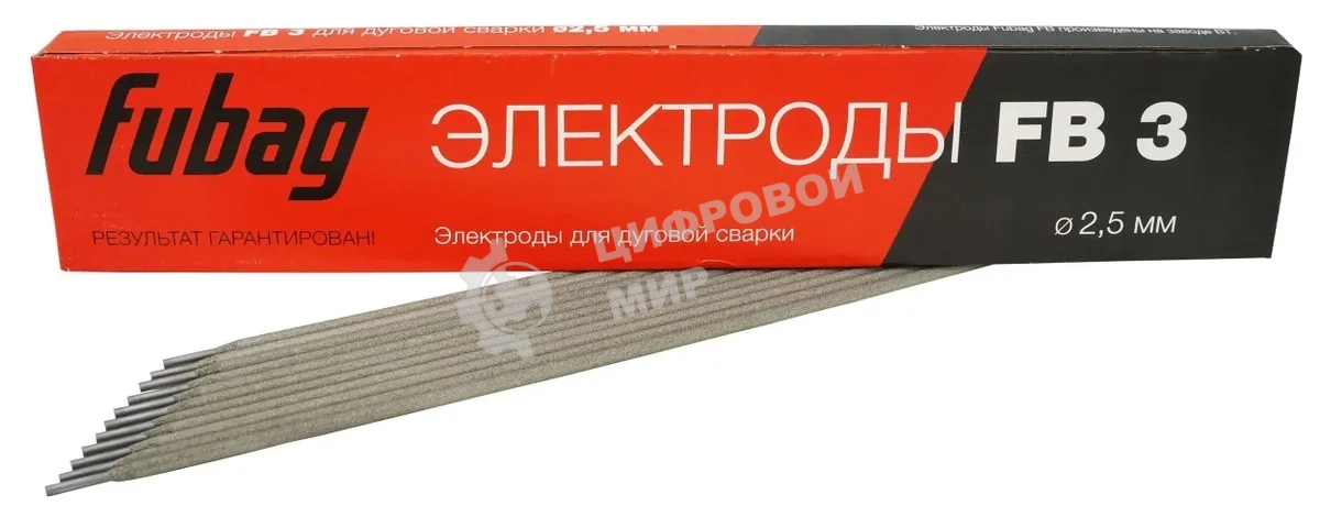 Электрод сварочный с рутиловым покрытием FB 3 D2.5 мм (пачка 0.9 кг) FUBAG, шт 