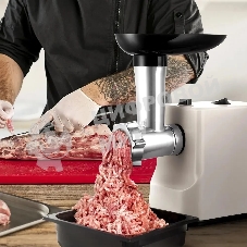 Мясорубка электрическая Kitfort КТ-2126 серый, 800 Вт, 1.2 кг/мин, реверс, защита от перегрузки, насадки - 4