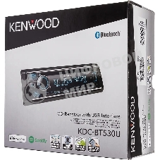 Автомагнитола Kenwood KDC-BT530U, 1 DIN, CD, Bluetooth, USB Type-A, AUX, съёмная панель