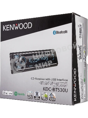 Автомагнитола Kenwood KDC-BT530U, 1 DIN, CD, Bluetooth, USB Type-A, AUX, съёмная панель