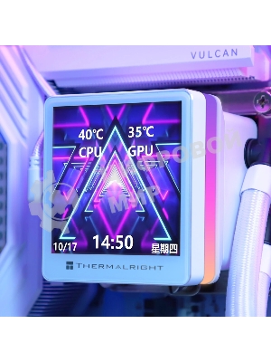 Водяное охлаждение для процессора Thermalright Grand Vision 240 (240mm, LED, White, ARGB/Fans: 2x120mm, 80.45CFM, 29.4dBA, 2150RPM/Pump height 72.5mm, 6400RPM, Rad thickness 27mm/S: 1700, 1200, 1851, 115X, 2011, 2066, AM5, AM4)