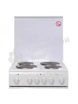 Плита электрическая De Luxe 5004.10э (кр)-001 белый, конфорок 4 шт, духовка 43 л, 50 см x 85 см x 50 см