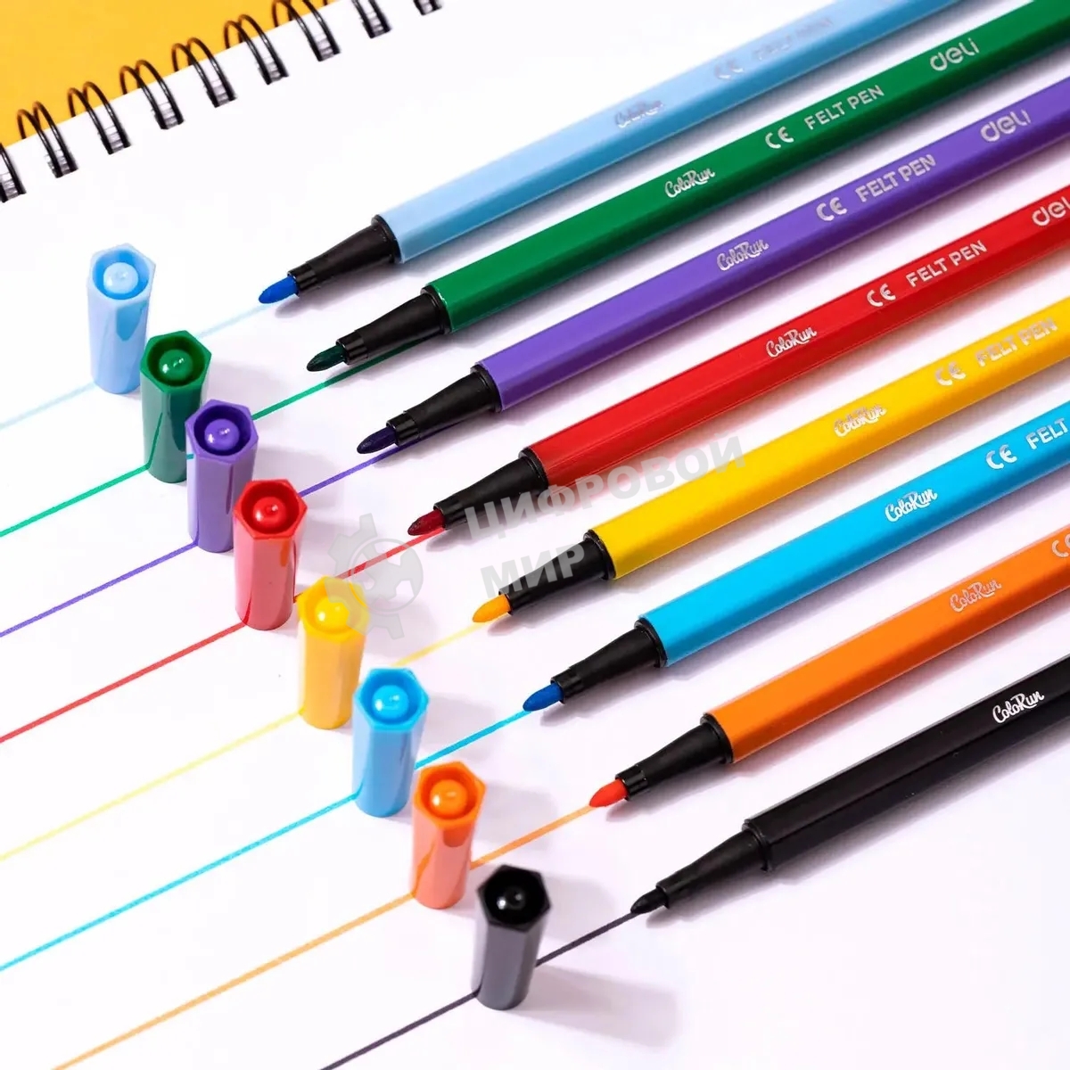 Фломастеры Deli EC157-12 12 цветов, пакет с европодвесом