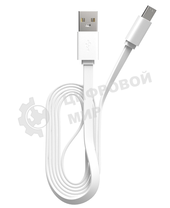 Кабель Maxvi MC-01F white USB-A - microUSB, 2A Плоский кабель, ток макс. нагрузки 2А, макс. напряжение 5V; стандарт USB 2.0; длина 1м, материал PVC, белый