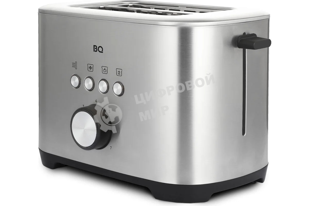 Тостер BQ T1010 Steel-Black, Мощность 800 Вт, 7 степеней поджаривания