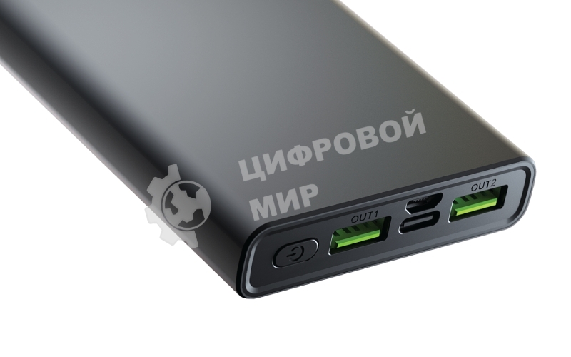 Портативный аккумулятор OLMIO QR-10, 10000mAh, 22.5W, QuickCharge3.0/PowerDelivery, LCD, серый
