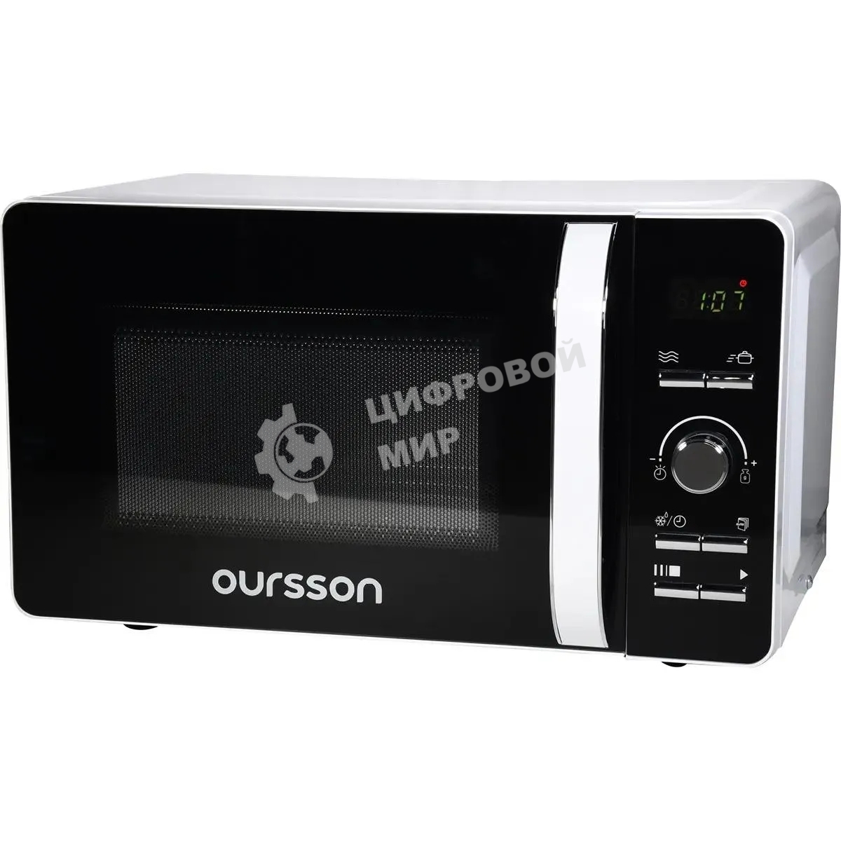 Микроволновая печь Oursson MD2033/WH белый/черный/серебристый, 20 л, 700 Вт, переключатели - кнопки, поворотный механизм