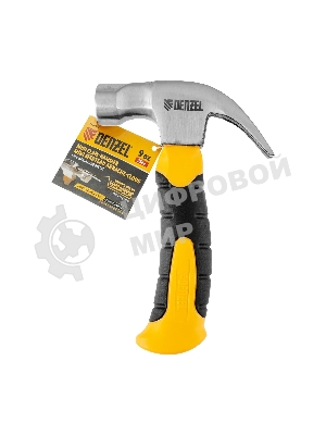 Молоток-гвоздодер мини Denzel, боек с магнитом, фибергласовая двухкомпонентная рукоятка, 9oz, 250г