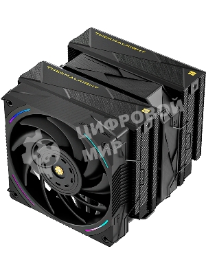 Кулер для процессора Thermalright Royal Pretor 130 Ultra Black (4-pin PWM, 158mm, Ni/Cu, 7x6mm, 1x120mm ARGB +1x130mm, 69CFM/81.88CFM, 27dBA/28.3dBA, 2150RPM/1750RPM, S: 1200, 1700, 1851, 115X, 2011, 2066, AM4, AM5, black)