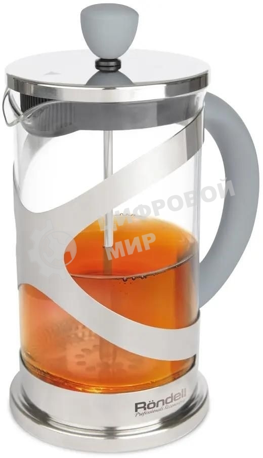 Френч-пресс Rondell Crystal Grey RDS-840, 1 л, стальной