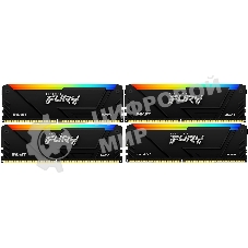 Оперативная память Kingston Fury Beast, DDR4, 64Gb (4x16Gb), 3200MHz, CL16, DIMM, с радиатором, RGB, черный