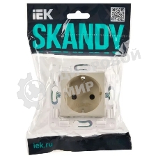 Розетка IEK SKANDY SK-R06B 16А с заземл. защ. штроки б/к бежевый SK-R14-16-1-K10