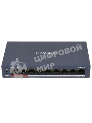 Коммутатор HiWatch DS-S908P(B), 8×100 Мбит/с PoE + 1×100 Мбит/с, неуправляемый