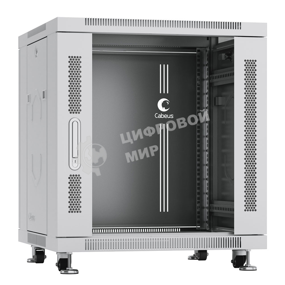 Шкаф телекоммуникационный напольный Cabeus SH-05C-12U60/80 серый, IP20, 12U, 730х600х800 мм (ВхШхГ), дверь: стекло, разборный
