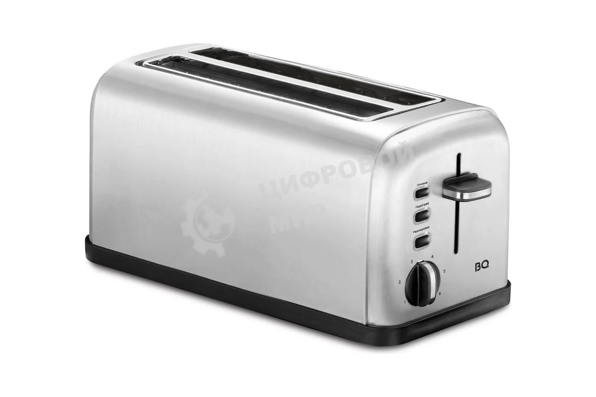 Тостер BQ T2003 Steel-Black, Мощность 1500 Вт, 6 степеней поджаривания
