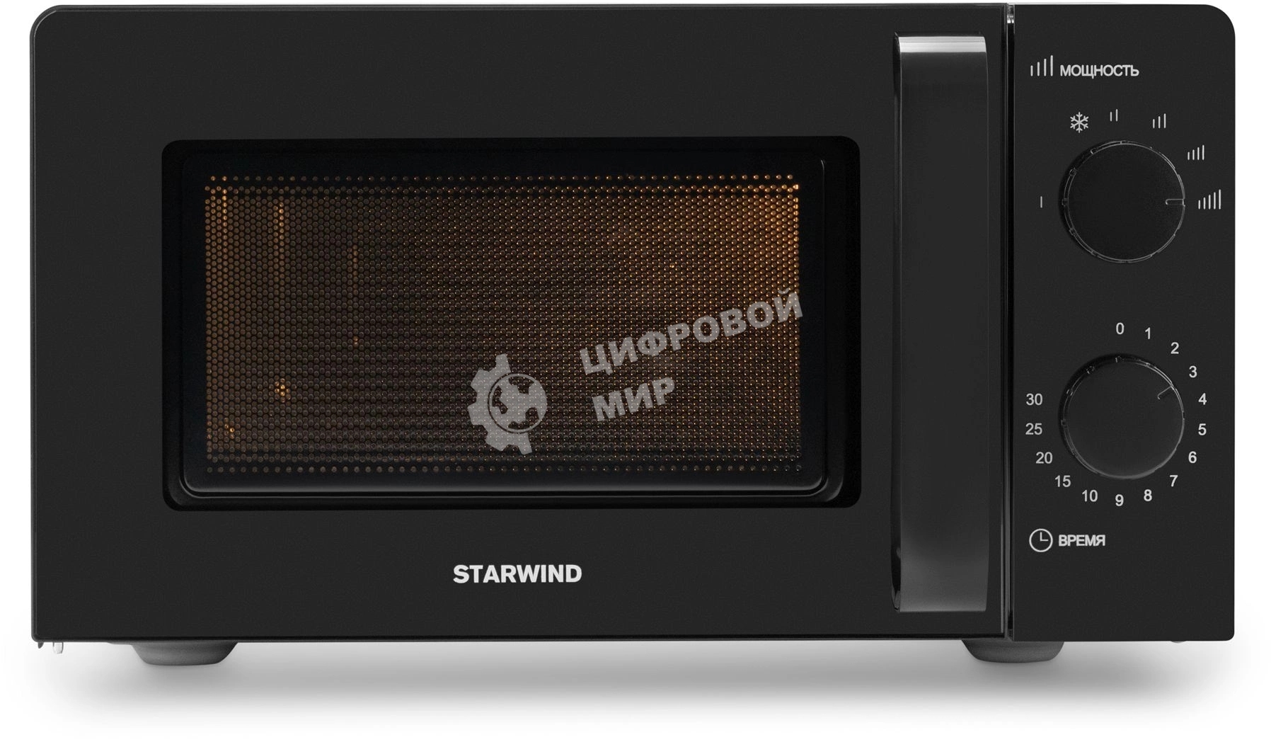 Микроволновая печь Starwind SMW4520 черный, 20 л, 700 Вт, пеключатели - поворотный механизм