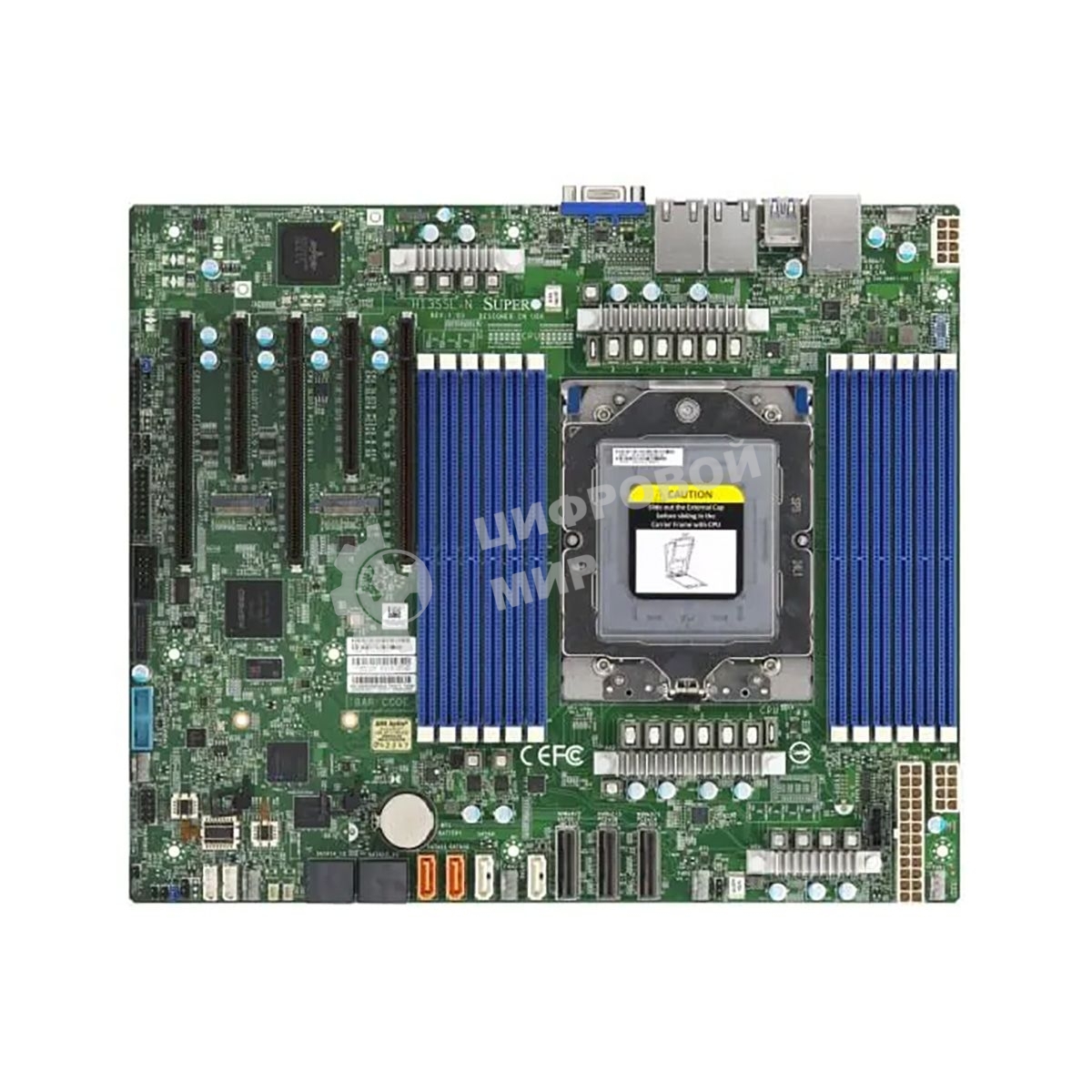 Материнская плата серверная Supermicro H13SSL-N-B, сокет SP5, чипсет встроен в процессор, 12xDDR5, 5xPCIe, 3xPCIe 5.0 x16, 2xM.2, 8xSATA, 2xGigabit Ethernet, 24-pin + 8-pin + 8-pin, ATX