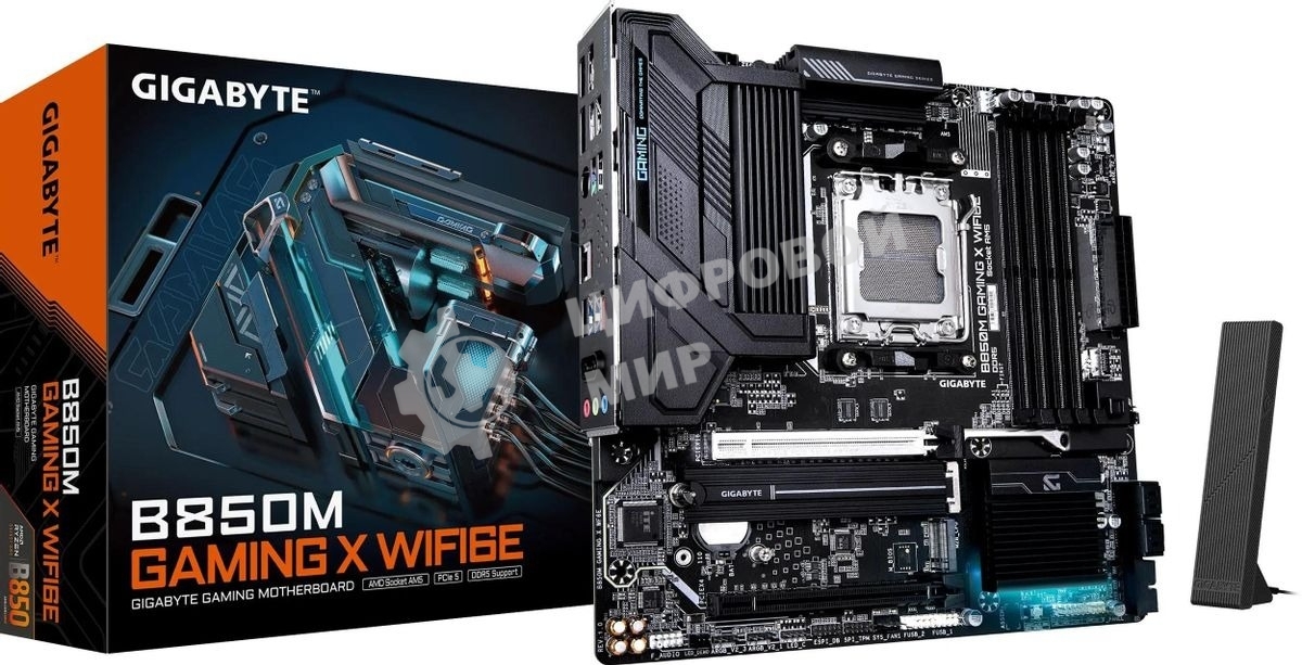 Материнская плата Gigabyte B850M GAMING X WIFI6E/WF6E, Socket AM5, AMD B850, 4xDDR5, 4xSATA, 2xM.2, 1xPCI-E 5.0 x16, 1xPCI-E 3.0 x4, 1xHDMI, 2xDP, 1x 2.5Gb LAN, 1xUSB-C 3.2 Gen 2, 1xUSB-A 3.2 Gen 2, 2xUSB-A 3.2 Gen 1, 4xUSB-A 2.0, 3x3.5 мм, 7.1, Micro-ATX