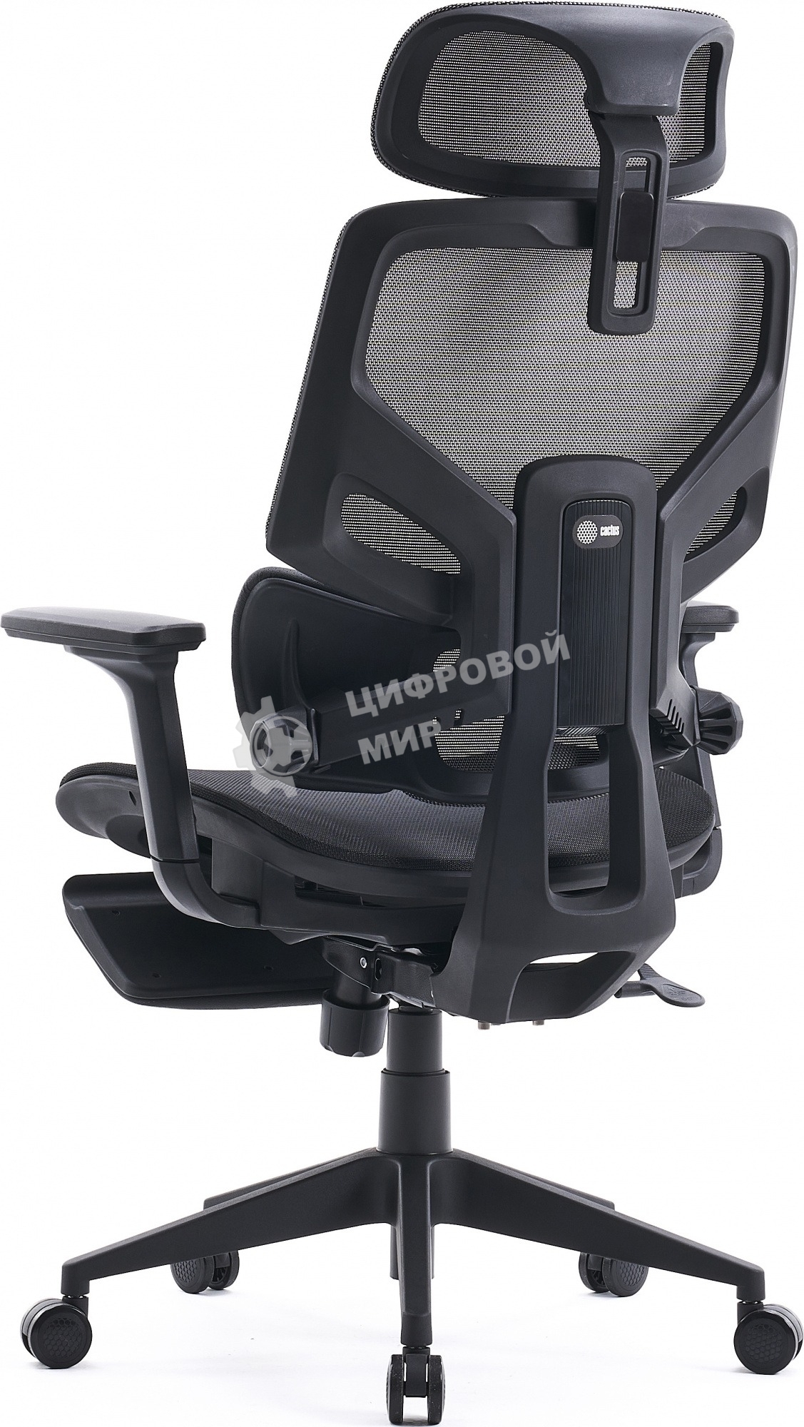 Кресло офисное Cactus CS-CHR-MC01-GYBK серый, сиденье черный, с подголов.