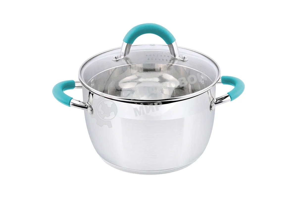 Кастрюля MALLONY BRAVO нержавеющая сталь, со стеклянной крышкой, 3,9 л, d-20